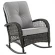 Manhattan Comfort Furttuo Rattan Outdoor Rocking Chair with Cushion in Gray