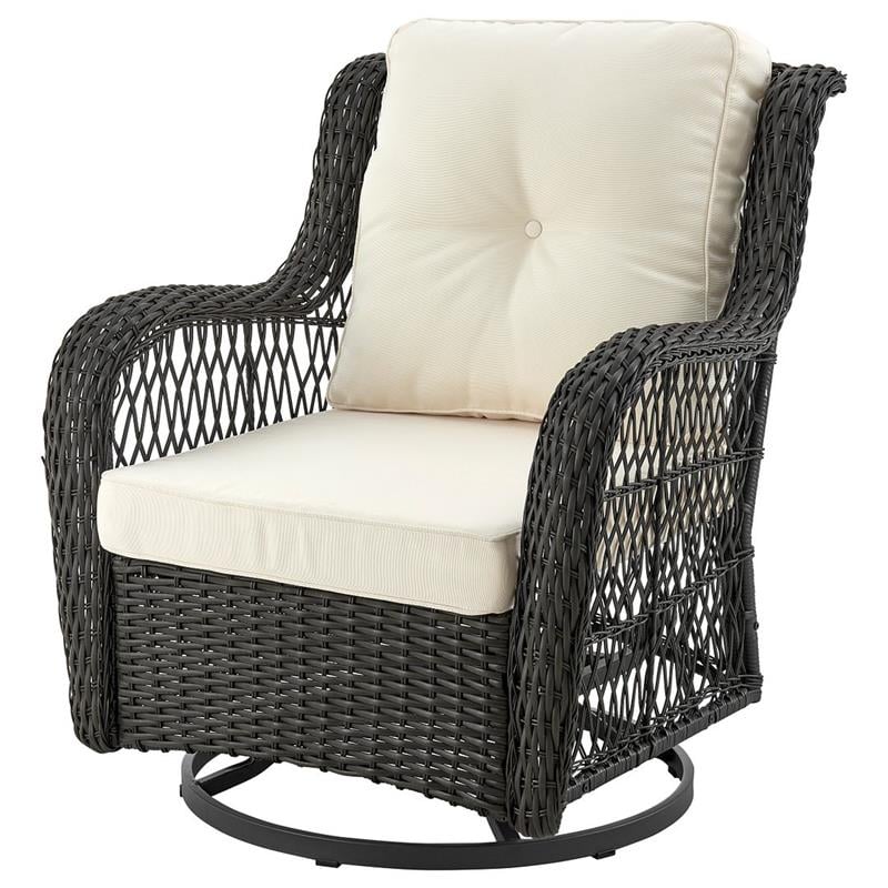 Manhattan Comfort Fruttuo 3-Piece Rattan Patio Conversation Set in Gray/Cream