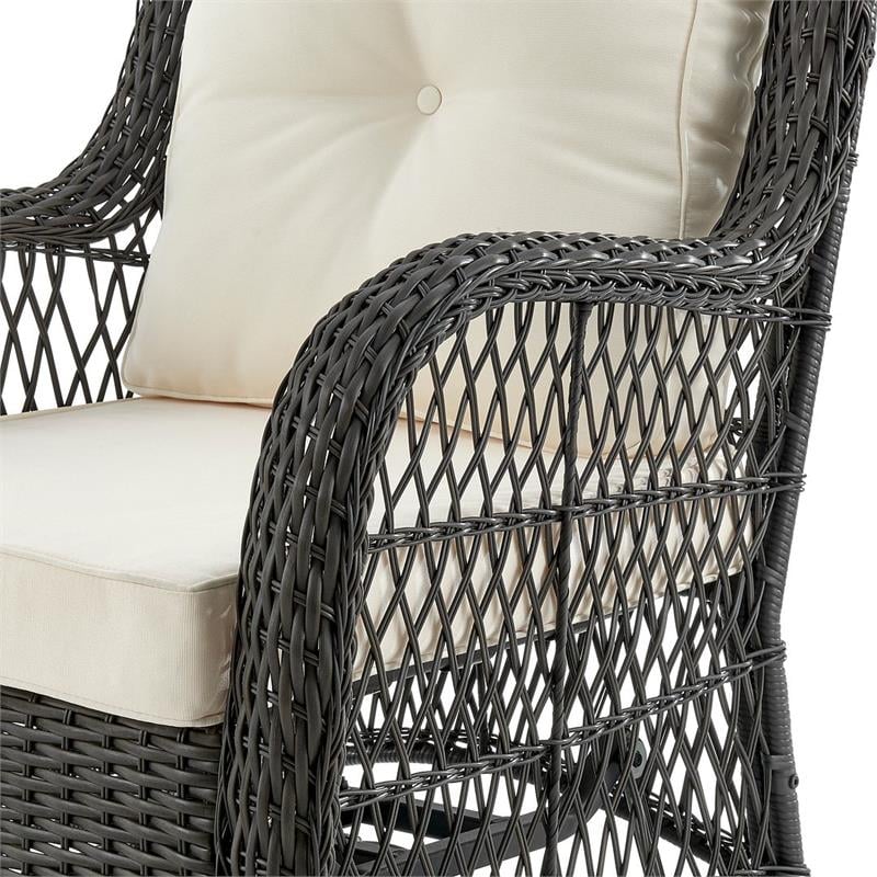 Manhattan Comfort Fruttuo 3-Piece Rattan Patio Conversation Set in Gray/Cream