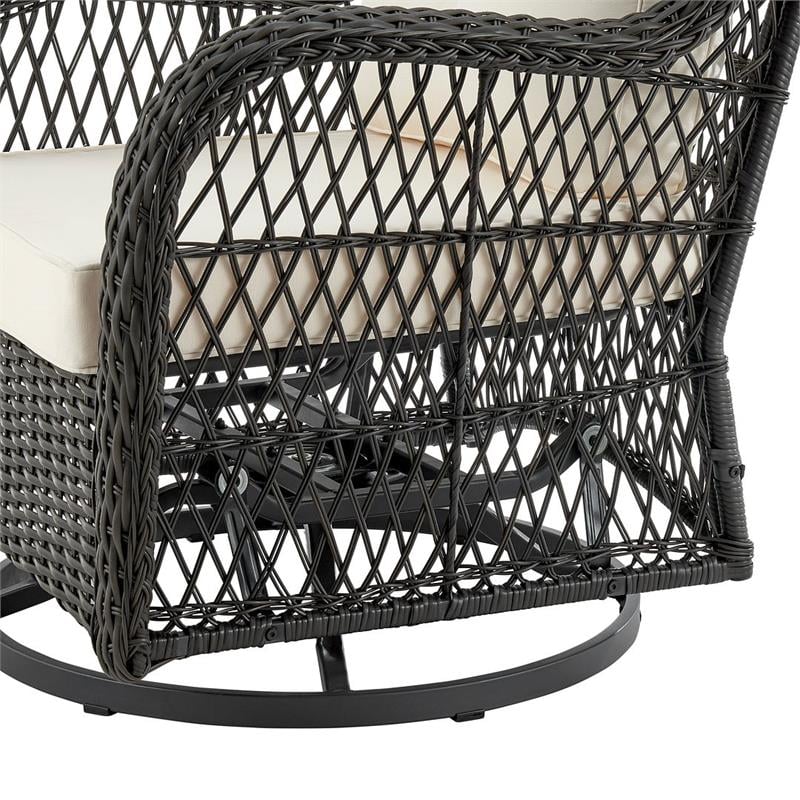 Manhattan Comfort Fruttuo 3-Piece Rattan Patio Conversation Set in Gray/Cream