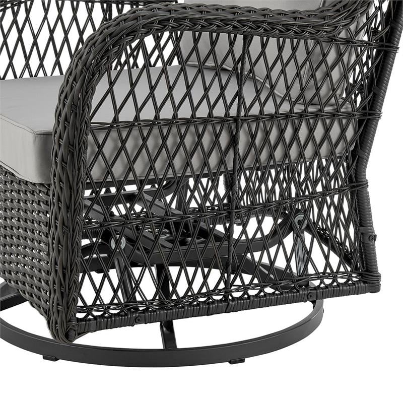 Manhattan Comfort Fruttuo 3-Piece Rattan Patio Conversation Set in Gray