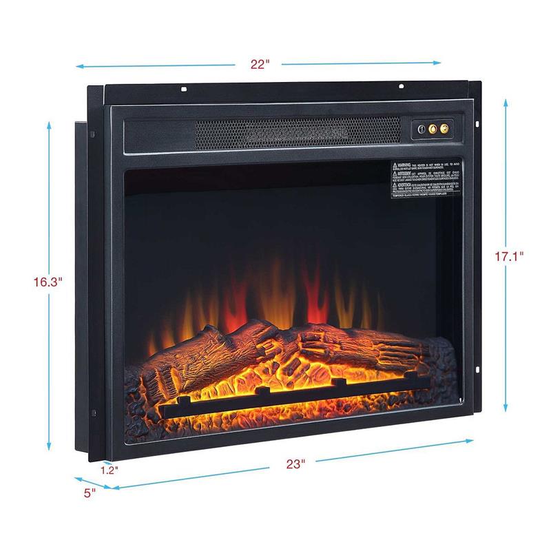 Manhattan Comfort Electric Metal Fireplace Box Insert in Black