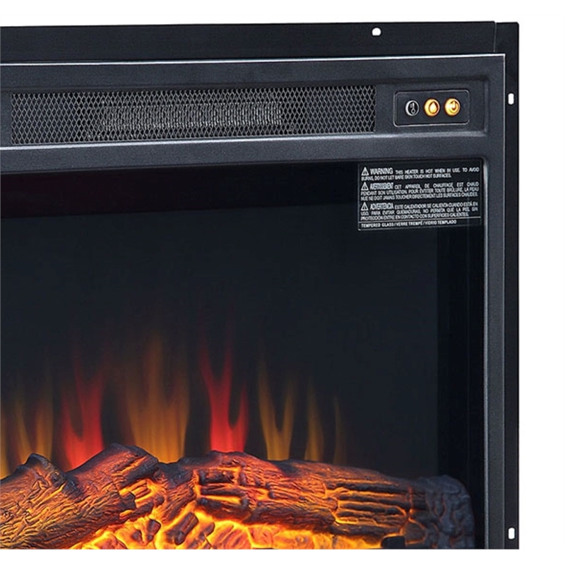 Manhattan Comfort Electric Metal Fireplace Box Insert in Black