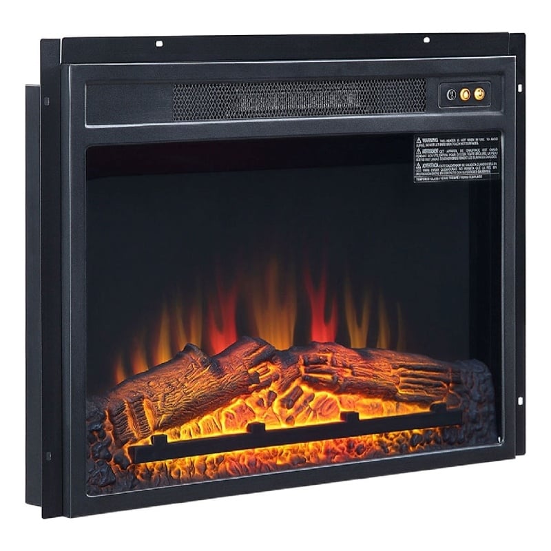 Manhattan Comfort Electric Metal Fireplace Box Insert in Black