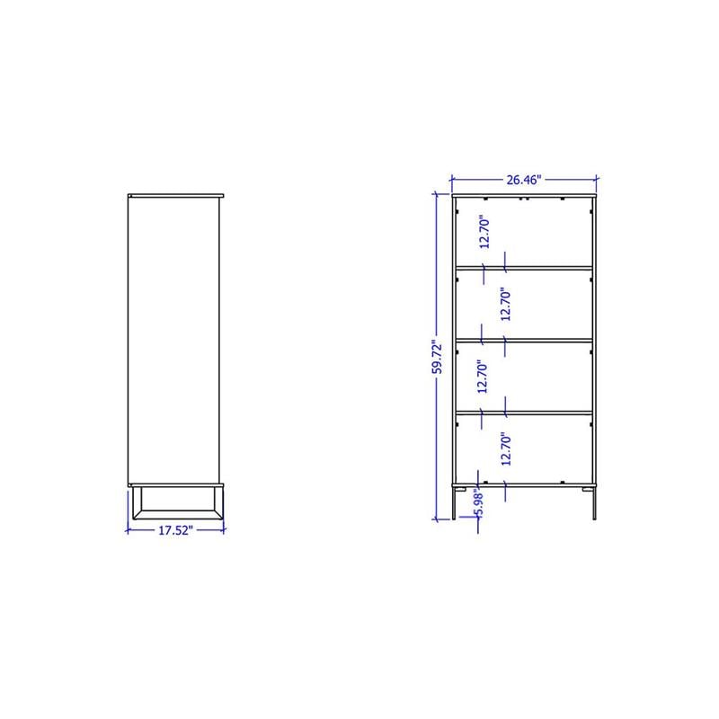 Lexington Contemporary Modern Bookcase with 4 Shelves in Maple Engineered Wood