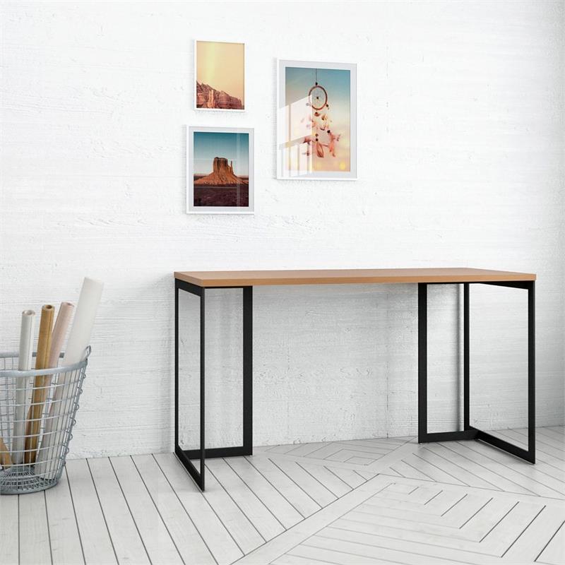 Lexington Contemporary Modern Desk with Metal Base in Maple Cream