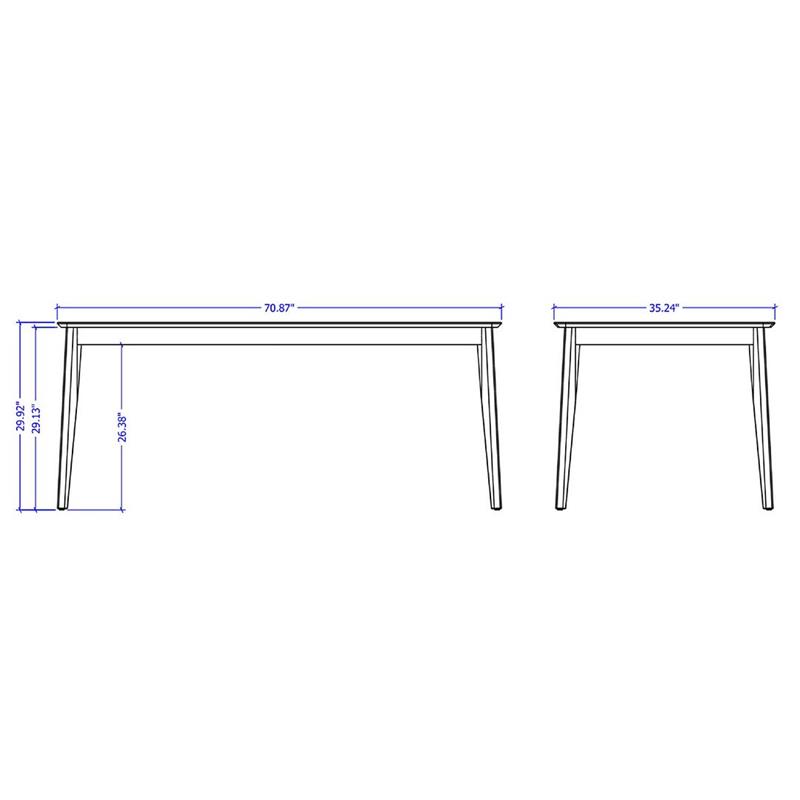 Tudor Contemporary Modern Wood Rectangular Dining Table Black Engineered Wood