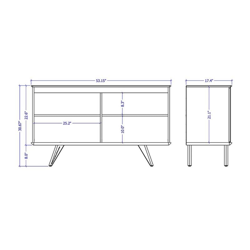Manhattan Comfort Tudor 4 Shelves Engineered Wood Sideboard in White