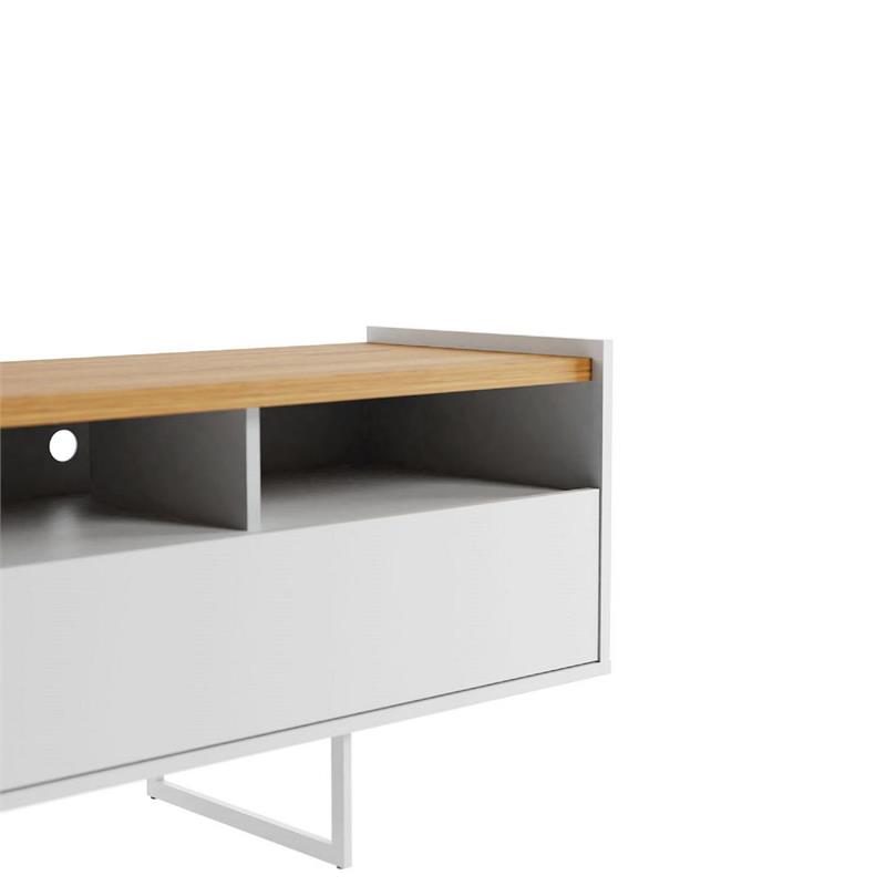 Winston Sleek Modern TV Stand with 4 Shelves in White  Cinnamon
