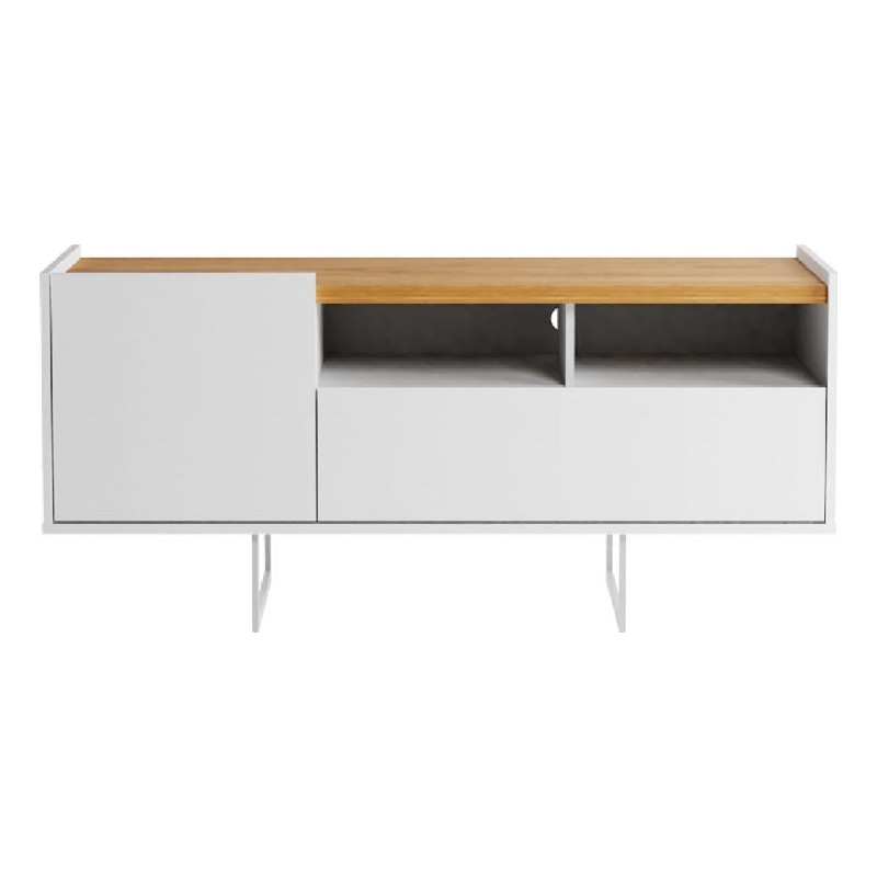 Winston Sleek Modern TV Stand with 4 Shelves in White  Cinnamon