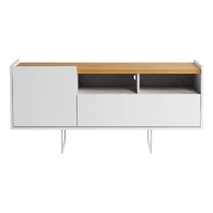 Winston Sleek Modern TV Stand with 4 Shelves in White  Cinnamon
