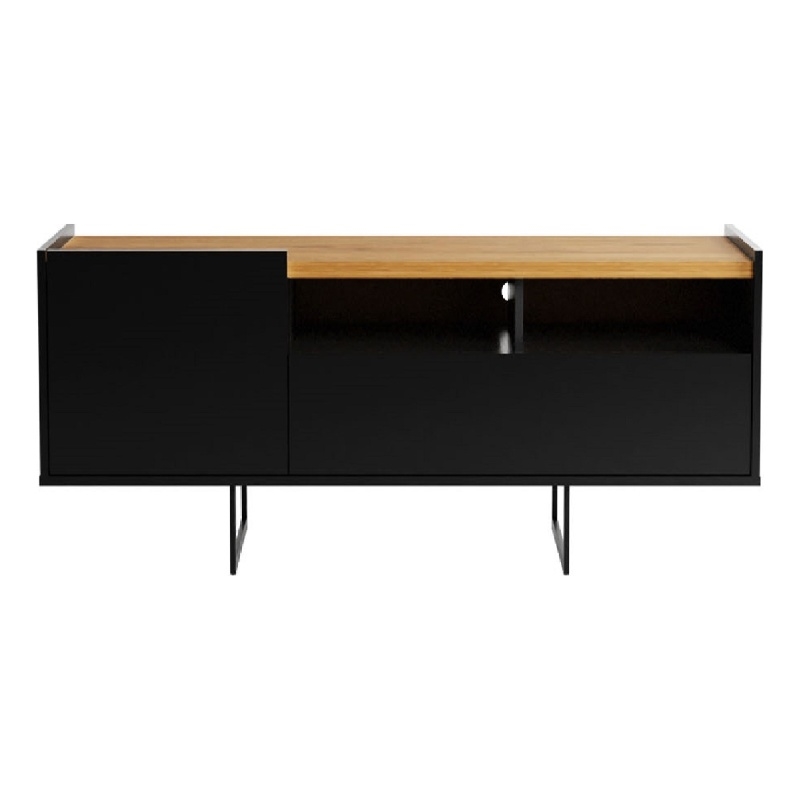 Winston Sleek Modern TV Stand with 4 Shelves in Black Cinnamon