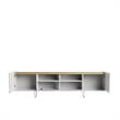 Winston Sleek Modern TV Stand with 6 Shelves in White  Cinnamon