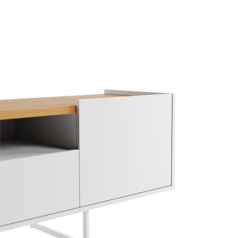 Winston Sleek Modern TV Stand with 6 Shelves in White  Cinnamon