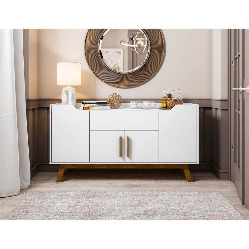 Manhattan Comfort Addie 5 Shelves Engineered Wood Sideboard in White