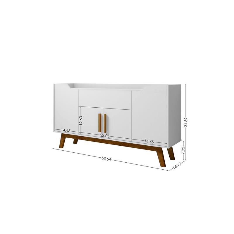 Manhattan Comfort Addie 5 Shelves Engineered Wood Sideboard in White