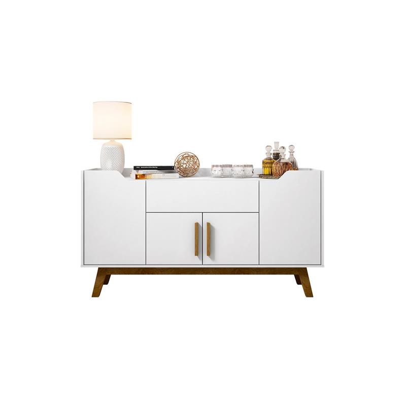 Manhattan Comfort Addie 5 Shelves Engineered Wood Sideboard in White
