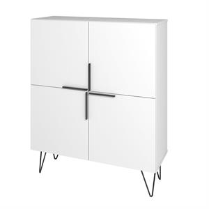 beekman sleek modern low cabinet with 4 shelves in white