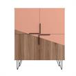 Manhattan Comfort Beekman 4 Shelves Engineered Wood Low Cabinet in Brown/Pink