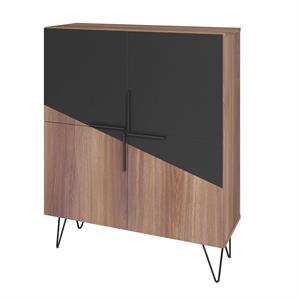 beekman  sleek modern low cabinet with 4 shelves in brown  black