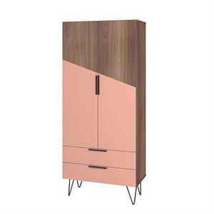beekman  sleek modern tall cabinet with 6 shelves in brown  pink