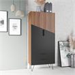 Manhattan Comfort Beekman 6 Shelves Engineered Wood Tall Cabinet in Brown/Black