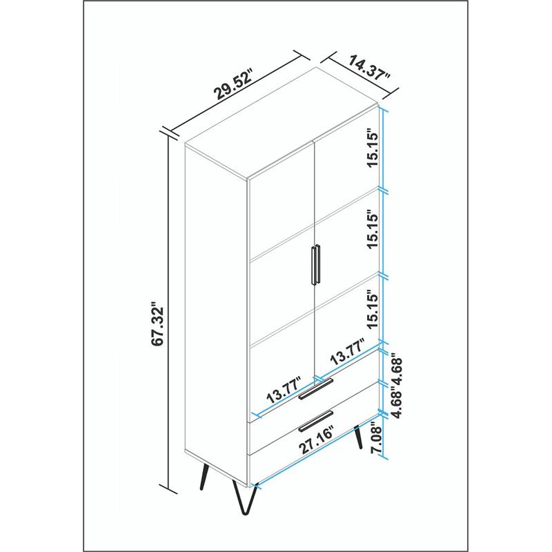 Manhattan Comfort Beekman 6 Shelves Engineered Wood Tall Cabinet in Brown/Black