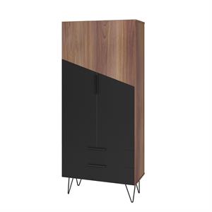 beekman  sleek modern tall cabinet with 6 shelves in brown  black