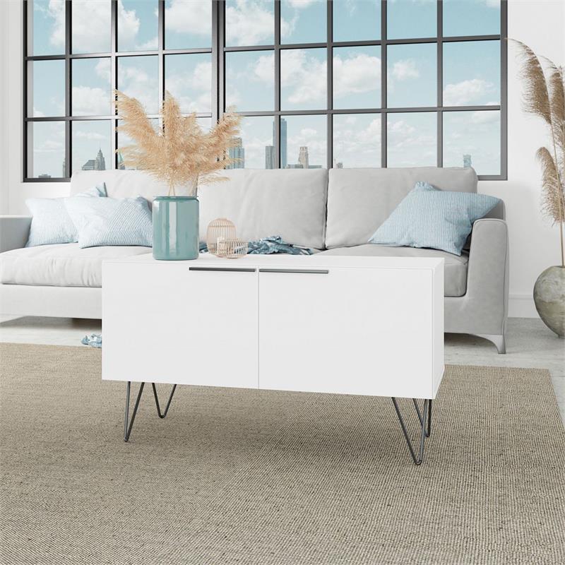 Manhattan Comfort Beekman 2 Shelves Engineered Wood Accent Cabinet in White