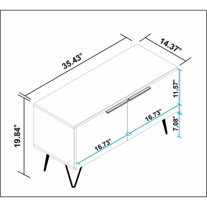 Manhattan Comfort Beekman 2 Shelves Engineered Wood Accent Cabinet in White