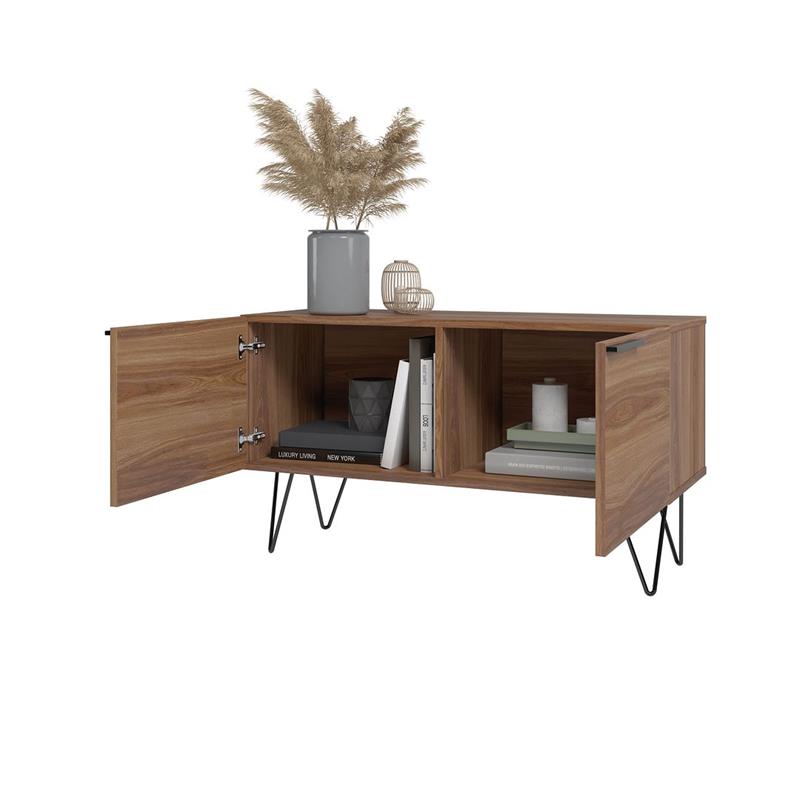 Manhattan Comfort Beekman 2 Shelves Engineered Wood Accent Cabinet in Brown