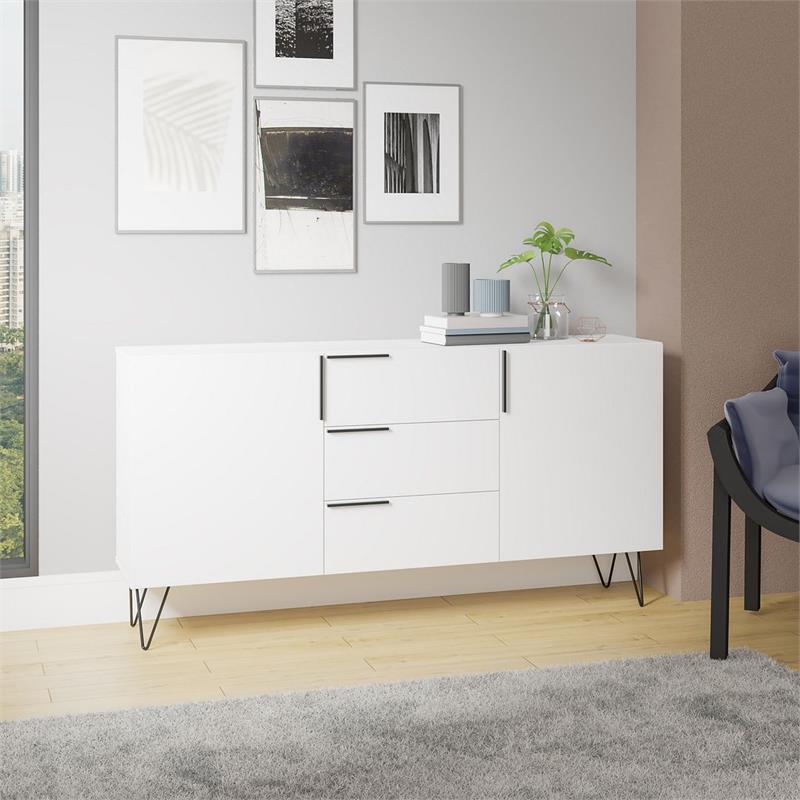 Manhattan Comfort Beekman 4 Shelves Engineered Wood Sideboard in White
