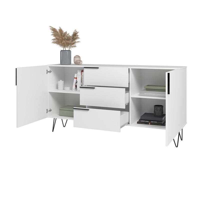 Manhattan Comfort Beekman 4 Shelves Engineered Wood Sideboard in White