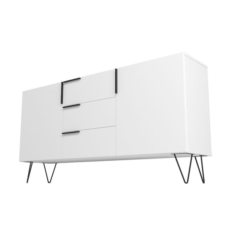Manhattan Comfort Beekman 4 Shelves Engineered Wood Sideboard in White