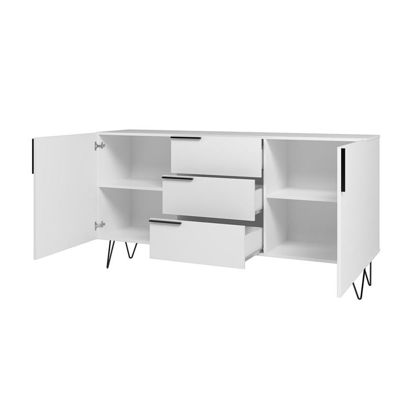 Manhattan Comfort Beekman 4 Shelves Engineered Wood Sideboard in White