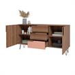 Manhattan Comfort Beekman 4 Shelves Engineered Wood Sideboard in Brown/Pink