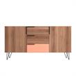 Manhattan Comfort Beekman 4 Shelves Engineered Wood Sideboard in Brown/Pink