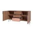 Manhattan Comfort Beekman 4 Shelves Engineered Wood Sideboard in Brown/Pink
