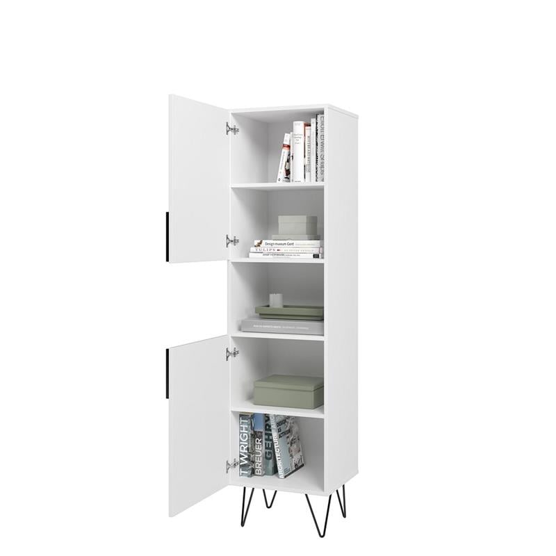 Manhattan Comfort Beekman 5 Shelves Engineered Wood Bookcase in White