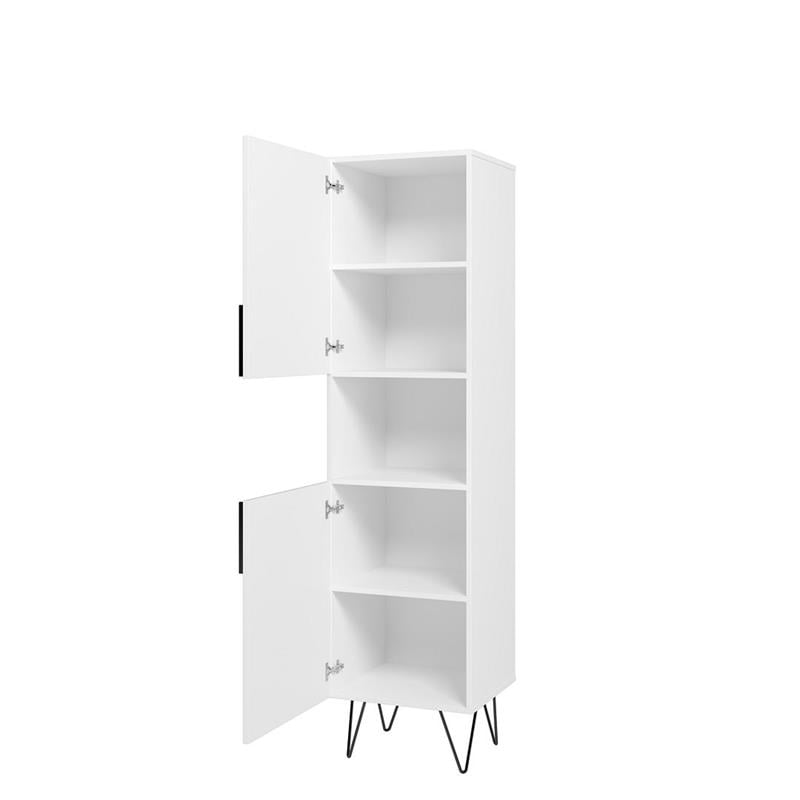Manhattan Comfort Beekman 5 Shelves Engineered Wood Bookcase in White
