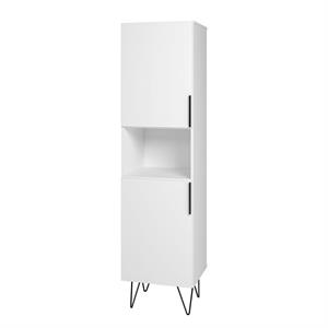 beekman  sleek modern narrow bookcase cabinet with 5 shelves in white