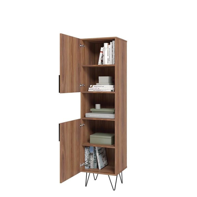 Manhattan Comfort Beekman 5 Shelves Engineered Wood Bookcase in Brown/Pink