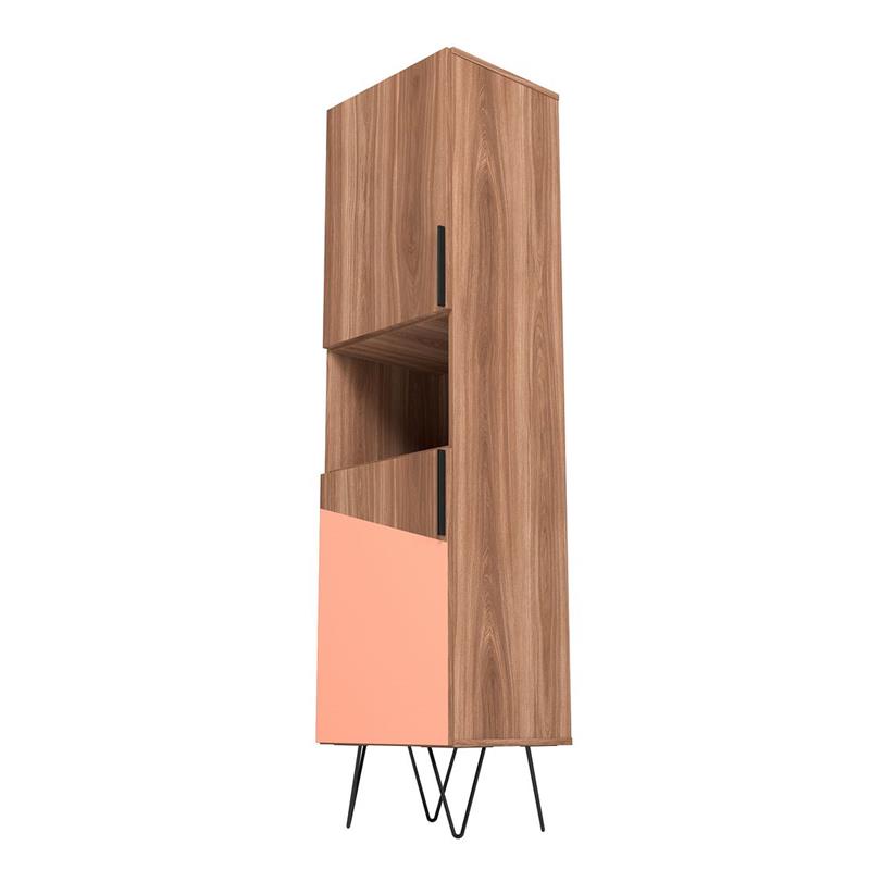 Manhattan Comfort Beekman 5 Shelves Engineered Wood Bookcase in Brown/Pink