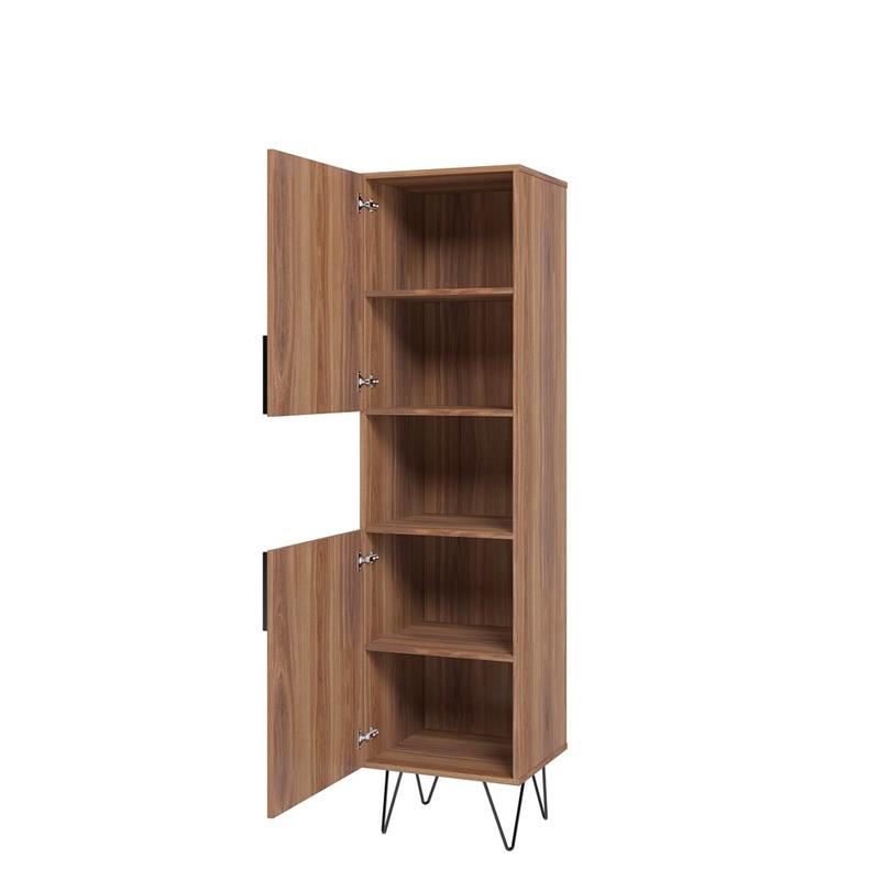 Manhattan Comfort Beekman 5 Shelves Engineered Wood Bookcase in Brown/Pink