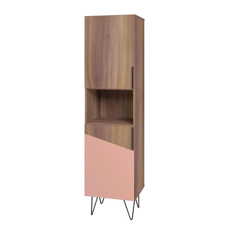 Manhattan Comfort Beekman 5 Shelves Engineered Wood Bookcase in Brown/Pink