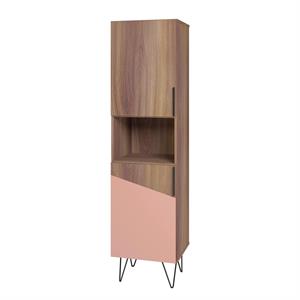 beekman narrow bookcase cabinet with 5 shelves in brown  pink