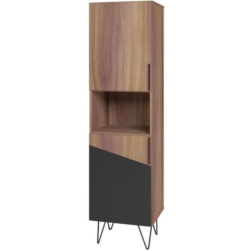 Manhattan Comfort Beekman 5 Shelves Engineered Wood Bookcase in Brown/Black