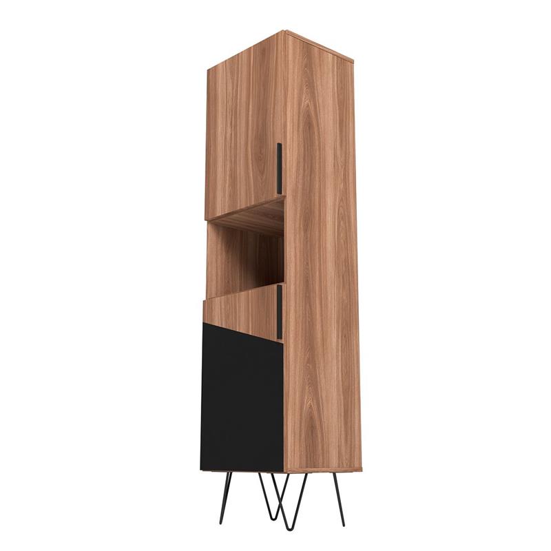Manhattan Comfort Beekman 5 Shelves Engineered Wood Bookcase in Brown/Black