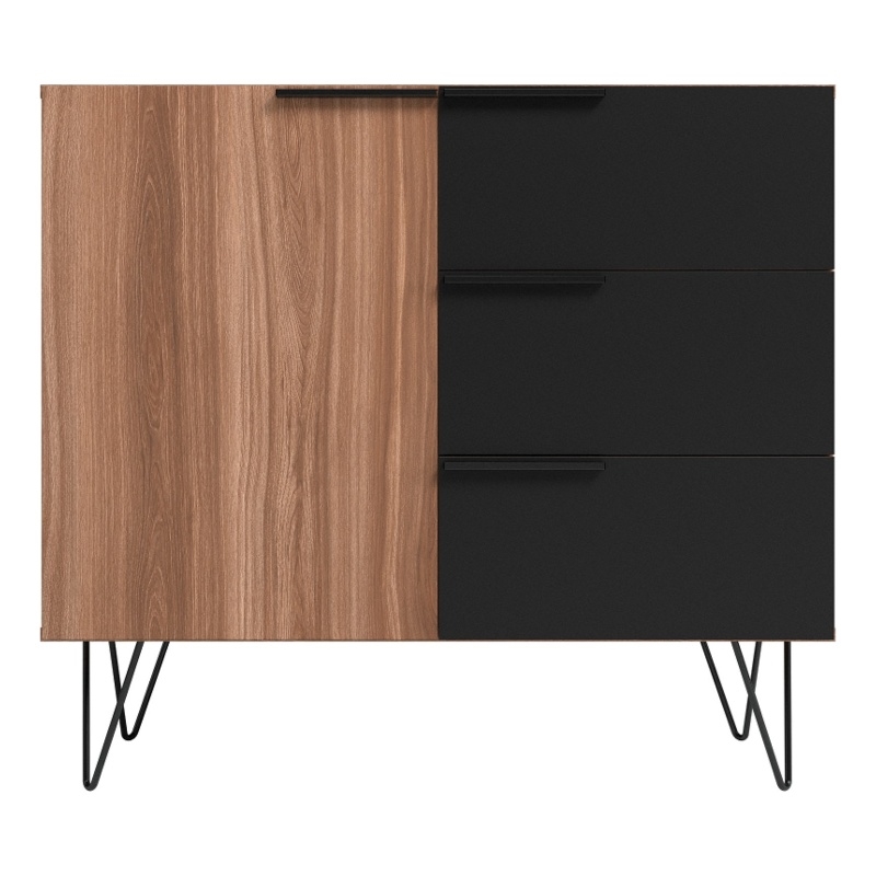 Manhattan Comfort Beekman 2 Shelves Engineered Wood Dresser in Brown/Black