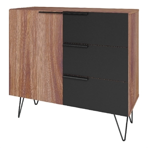 Manhattan Comfort Beekman 2 Shelves Engineered Wood Sideboard in Brown/Black